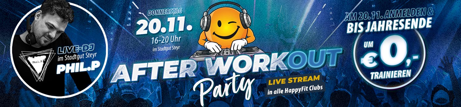 After Workout Party bei HappyFit am 20.11.2025