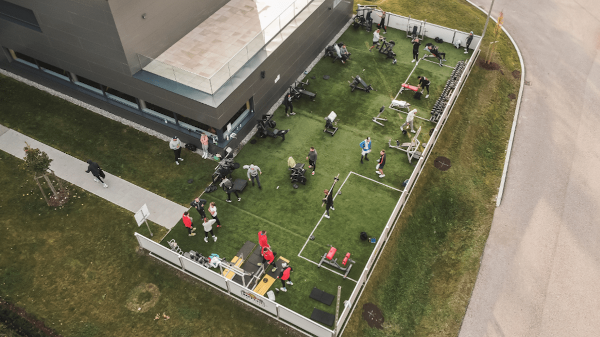 Outdoor-Fitnessstudio Steyr-Gleink aus der Vogelperspektive
